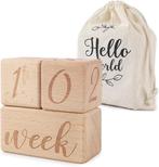 Houten milestone blokken in jute zakje, Struikheide 64,3069lj, Kraamcadeau, Nieuw, Ophalen of Verzenden