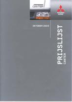 Prijslijst Mitsubishi Canter, oktober 2003, Ophalen of Verzenden, Nieuw, Mitsubishi