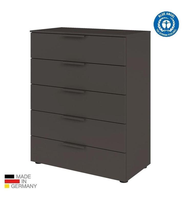 Hoge Ladekast-Commode Finesse wit-eiken-grijs-Aanbieding, Huis en Inrichting, Kasten | Ladekasten, Nieuw, Minder dan 100 cm, 50 tot 100 cm