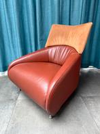 Leolux Solymi fauteuil bruin leer alcantare i.g.st., Huis en Inrichting, Ophalen, Zo goed als nieuw, 50 tot 75 cm, Leer