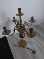 Kandelaar voor 5 kaarsen, met kaarsendover, koper, Ophalen, Koper of Brons