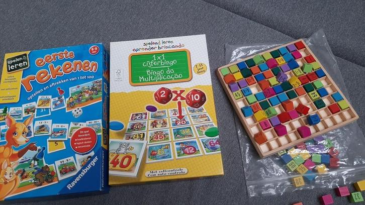 3 rekenspellen cijferbingo eerste rekenen en de tafels leren, Kinderen en Baby's, Speelgoed | Educatief en Creatief, Zo goed als nieuw