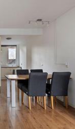 Wooden dining table with 4 chairs, Ophalen, Gebruikt, 4 tot 6 stoelen
