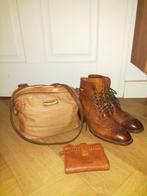 Leren tas, portemonnee en schoenen maat 37 set, Ophalen of Verzenden, Gebruikt, Bruin, Schoudertasje