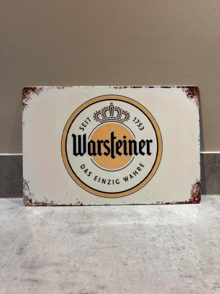 Mancave Bar Café Wanddecoratie metalen bordje Warsteiner, Verzamelen, Biermerken, Zo goed als nieuw, Reclamebord, Plaat of Schild