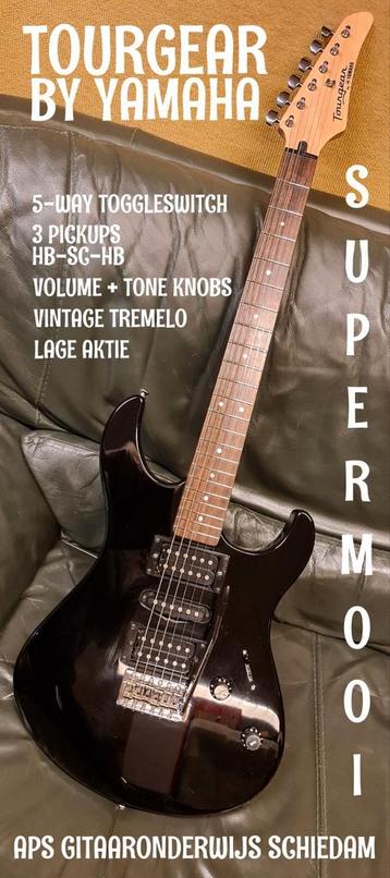 NIEUWSTAAT TOURGEAR BY YAMAHA SUPERSTRATOCASTER BLACK beschikbaar voor biedingen
