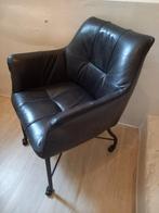 Zwarte kunstleren stoel op wielen, Ophalen, Gebruikt, Minder dan 75 cm, Modern