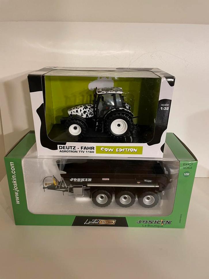 UH set deutz cow edition en joskin trans-ktp black 1:32 new, Hobby en Vrije tijd, Modelauto's | 1:32, Nieuw, Tractor of Landbouw