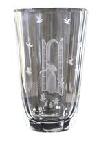 Orrefors vaas  " Vrouw omringd door vogels ", Ophalen of Verzenden