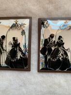 Schilderwerkjes achter bol glas, Antiek en Kunst, Curiosa en Brocante, Ophalen of Verzenden
