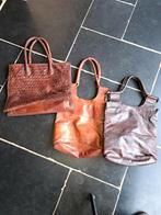 3 leren handtassen te koop, Sieraden, Tassen en Uiterlijk, Tassen | Reistassen en Weekendtassen, Minder dan 35 cm, Ophalen of Verzenden