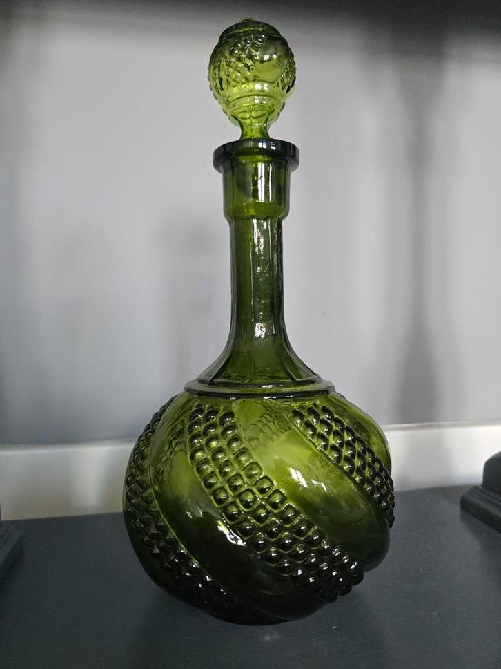 Vintage antieke 50S Vintage Empoli geniefles in groen €89, Antiek en Kunst, Antiek | Glas en Kristal, Ophalen of Verzenden