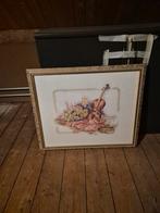 Ingelijste Kruissteek Borduurwerk Viool en Bloemen, Hobby en Vrije tijd, Borduren en Borduurmachines, Ophalen, Zo goed als nieuw