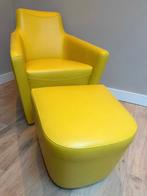 Leolux Fiji fauteuil met hocker – Perfecte staat, Huis en Inrichting, Fauteuils, Ophalen, 75 tot 100 cm, Zo goed als nieuw, Leer