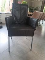 Eetkamerstoelen 6 st. Bruin leer stalen poten, Ophalen, Zo goed als nieuw, Bruin, Leer