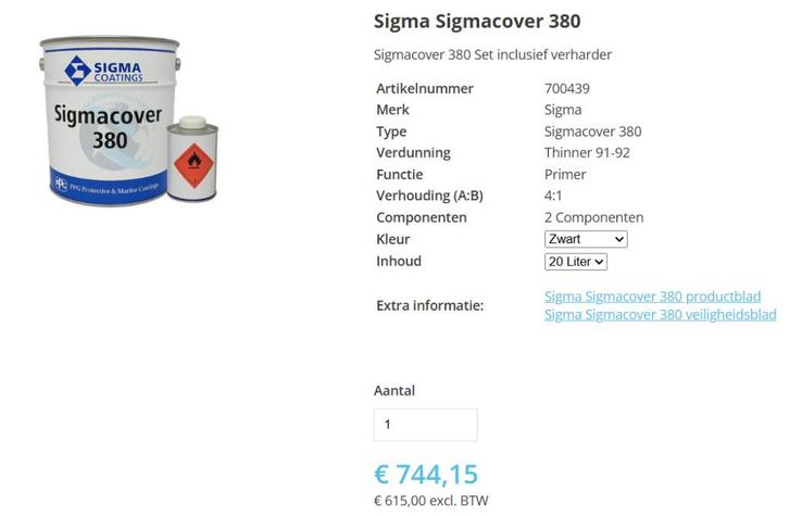 Sigmacover 380 Zwart en Groen Staalverf, Doe-het-zelf en Verbouw, Verf, Beits en Lak, Nieuw, 15 tot 20 liter, Zwart, Ophalen