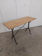 Bistrotafel gietijzeren poot met eikenhouten blad, Huis en Inrichting, Ophalen, 100 tot 150 cm, Nieuw, Eikenhout