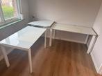 Design hoekbureau met glazen blad + ladenblok, Huis en Inrichting, Bureaus, Ophalen, Gebruikt