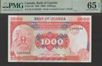 Uganda 1000 shillings 1986 UNC p.26 PMG 65 (#258), Verzenden, Overige landen, Los biljet