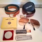 Lot 2 riemen opvouw zonnebril Churchill munt mes luciferdoos, Ophalen of Verzenden