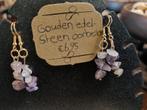Gouden edelsteen oorbellen, Sieraden, Tassen en Uiterlijk, Bedels, Overige merken, Onbekend, Zo goed als nieuw, Onbekend