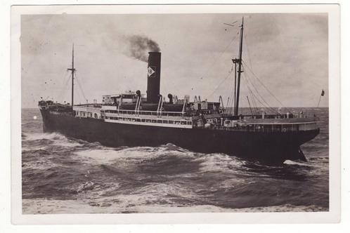 Oude foto volgeladen schip met letters AB op de schoorsteen, Verzamelen, Foto's en Prenten, Gebruikt, Foto, Overige onderwerpen