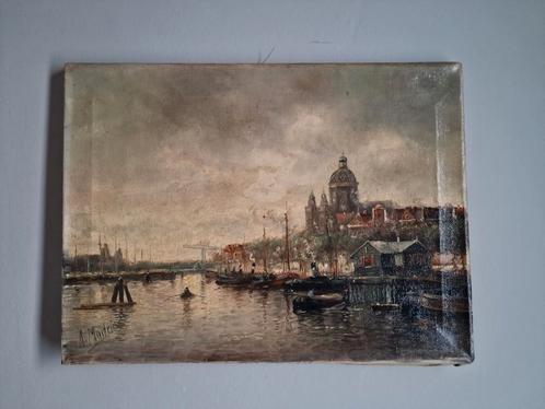 klassiek schilderij Basiliek Heilige Nicolaas, Antiek en Kunst, Kunst | Schilderijen | Klassiek, Ophalen of Verzenden