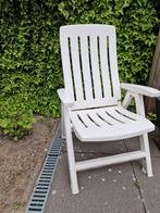 6 witte, verstelbare tuinstoelen (incl 4 kussens), Tuin en Terras, Tuinstoelen, Ophalen, Gebruikt, Kunststof