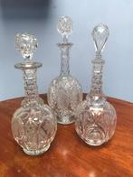 3 kristallen geslepen karaffen 19e eeuw., Ophalen of Verzenden