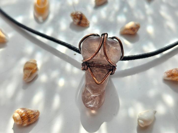 Fallus Talisman, handgemaakte koperen ketting met fluoriet., Sieraden, Tassen en Uiterlijk, Kettingen, Nieuw, Overige materialen