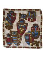 Vintage zijde designer foulard, beige/bordeaux, Vintage Designer, Verzenden, Zo goed als nieuw, Sjaal