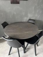 Mariedamm ronde eettafel donkergrijs evt met 4 stoelen, Ophalen, Zo goed als nieuw, Rond, 100 tot 150 cm