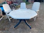 6 verstelbare hard plastic stoelen en tafel, Ophalen, Gebruikt, Kunststof
