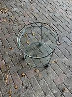 Vintage Glazen Bijzettafel Gispen Stijl, Huis en Inrichting, Ophalen, Gebruikt, Rond, 55 tot 75 cm