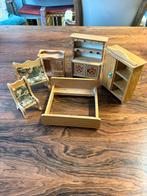 Vintage Houten Poppenhuis Meubels, Kinderen en Baby's, Ophalen of Verzenden, Gebruikt, Toebehoren