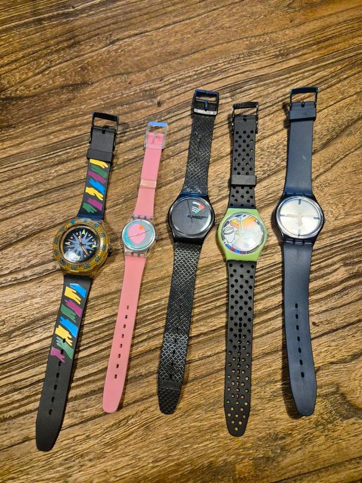 Vintage Swatch Horloges Partij - 80s/90s, Sieraden, Tassen en Uiterlijk, Horloges | Dames, Gebruikt, Polshorloge, Swatch, Kunststof
