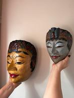 2 Indonesische Houten Maskers, Antiek en Kunst, Kunst | Niet-Westerse kunst, Ophalen of Verzenden