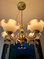 Plafond lamp met 5 bloemvormige lampen van glas, Huis en Inrichting, Ophalen, Zo goed als nieuw