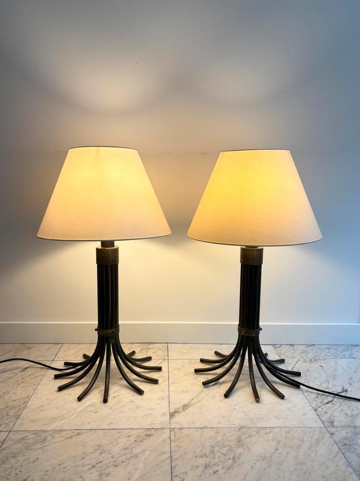 2 exclusieve vintage design tafellampen, vloerlampen, ‘70s, Huis en Inrichting, Lampen | Tafellampen, Gebruikt, 50 tot 75 cm, Metaal
