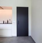 Afgelakte vlakke zwarte binnendeur arm geschaafd, Niet ingevuld, 80 tot 100 cm, Binnendeur, Niet ingevuld