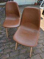 Twee cognac kleurige stoelen, Ophalen, Zo goed als nieuw, Bruin, Twee