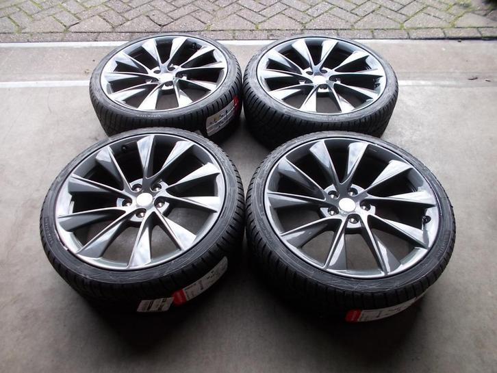 NIEUWE TESLA MODEL S VELGEN + BANDEN 245 35 R21 + TPMS, Auto-onderdelen, Banden en Velgen, Banden en Velgen, Winterbanden, 21 inch