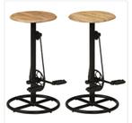 Nieuwe barkruk met mangohout zitting, In hoogte verstelbaar, 60 tot 90 cm, Nieuw, Ophalen of Verzenden