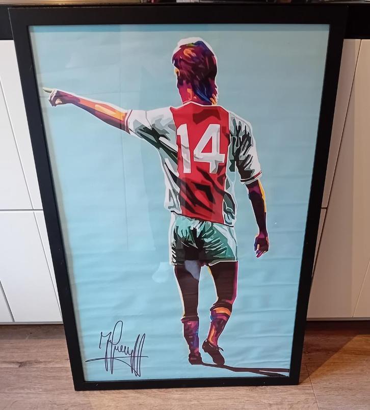 Ingelijste poster Johan Cruijff, Verzamelen, Sportartikelen en Voetbal, Zo goed als nieuw, Poster, Plaatje of Sticker, Ajax, Ophalen