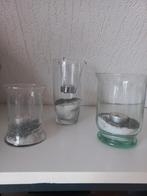 3 waxinelicht houders compleet  met zand+steentjes (prijs=al, Ophalen of Verzenden, Zo goed als nieuw, Overige materialen, Minder dan 25 cm