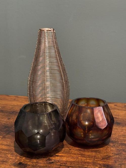 Waxinelichthouders | 3 stuks, Huis en Inrichting, Woonaccessoires | Kandelaars en Kaarsen, Zo goed als nieuw, Minder dan 25 cm