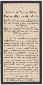 Petronella Raaijmakers 1864 Aarle-Rixtel + 1940 Lieshout, 75, Verzamelen, Verzenden, Bidprentje