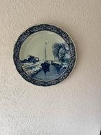 Delfts Blauw Bord - Trekschuit Tafereel, Ophalen of Verzenden