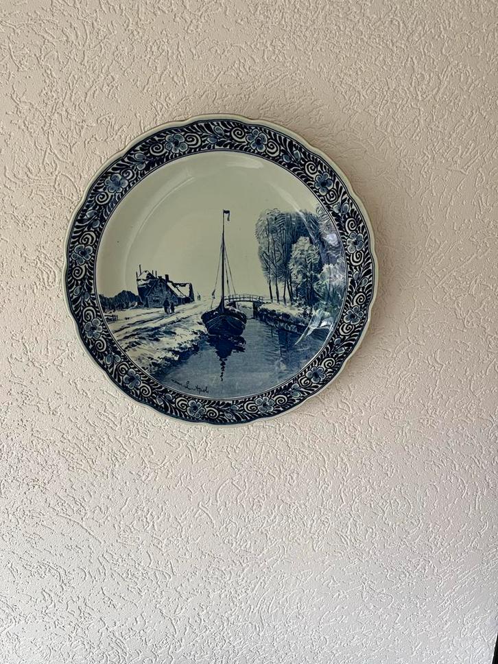 Delfts Blauw Bord - Trekschuit Tafereel, Antiek en Kunst, Antiek | Wandborden en Tegels, Ophalen of Verzenden