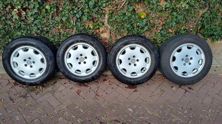 Originele Audi A8 D2 wielen 7,5Jx16 met winterbanden 225/60, Auto-onderdelen, Banden en Velgen, Banden en Velgen, Winterbanden